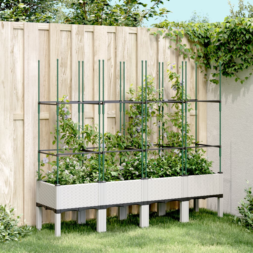 Vidaxl Planter med Latwerk 160x40x142,5 cm polypropenvitt