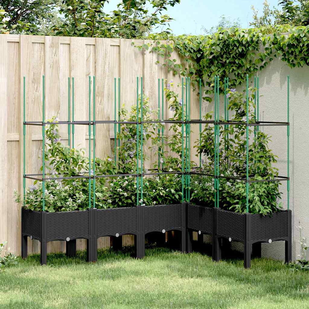 Vidaxx jardinière avec treillis 160x120x142,5 cm polypropylène noir