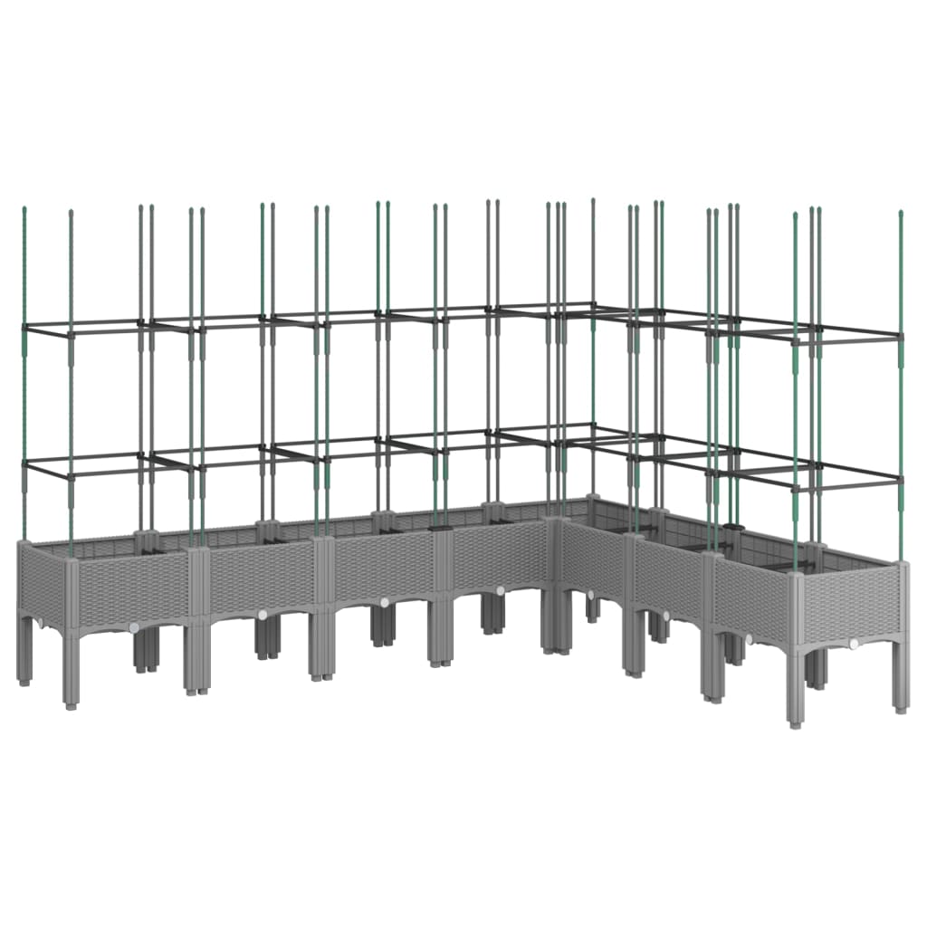 Vidaxl Planter med lamellarbeid 200x160x142,5 cm polypropen lys grå