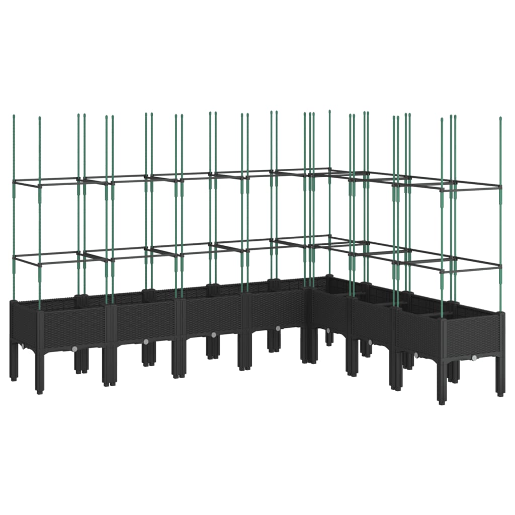 Jardinière Vidaxl avec Latwerk 200x160x142,5 cm Black en polypropène