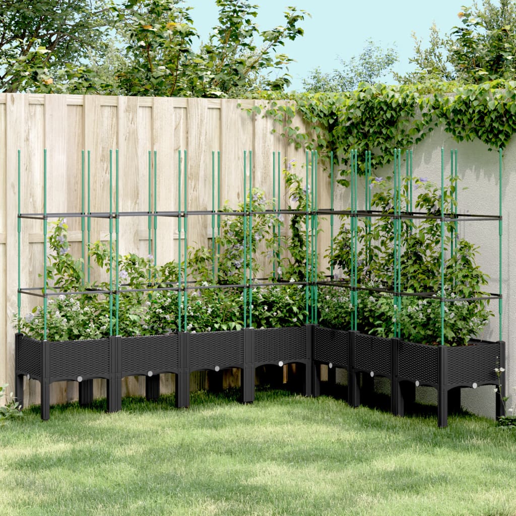 VidaXL Planter with Latwerk 200x160x142.5 cm Polypropene black