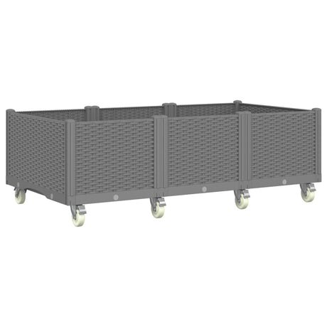 VidaXL Jardinière à roulettes 150x80x54 cm polypropylène gris clair