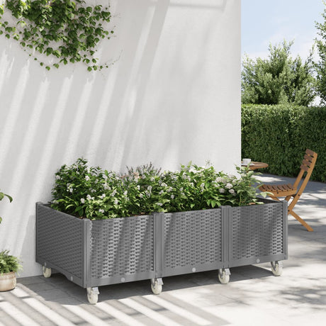 VidaXL Jardinière à roulettes 150x80x54 cm polypropylène gris clair