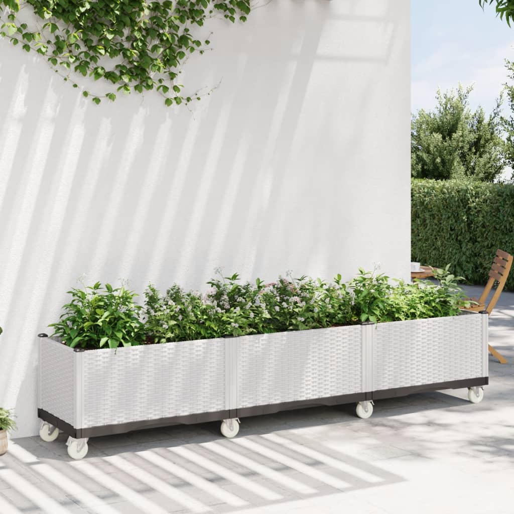 Jardinière Vidaxl avec roues 240x50x54 cm en polypropène blanc