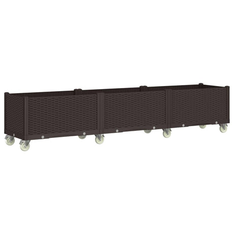 VidaXL Jardinière à roulettes 240x50x54 cm polypropylène marron