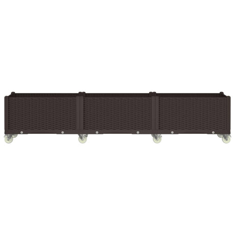 VidaXL Jardinière à roulettes 240x50x54 cm polypropylène marron