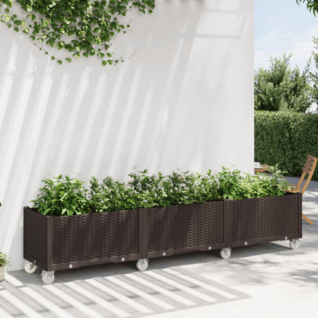 VidaXL Jardinière à roulettes 240x50x54 cm polypropylène marron
