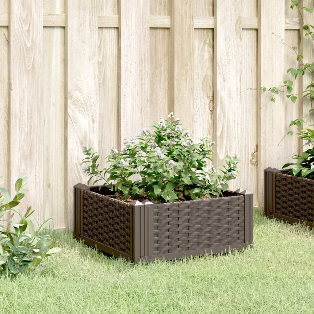 Vidaxx jardinière avec piquets 42,5x42,5x28,5 cm polypropylène marron
