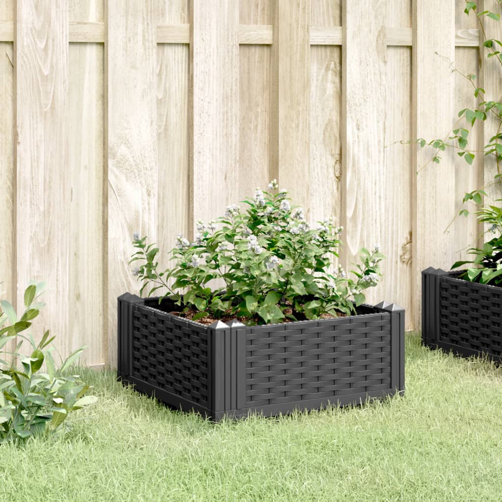 Vidaxx jardinière avec piquets 42,5x42,5x28,5 cm polypropylène noir