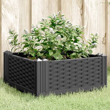 Vidaxx jardinière avec piquets 42,5x42,5x28,5 cm polypropylène noir