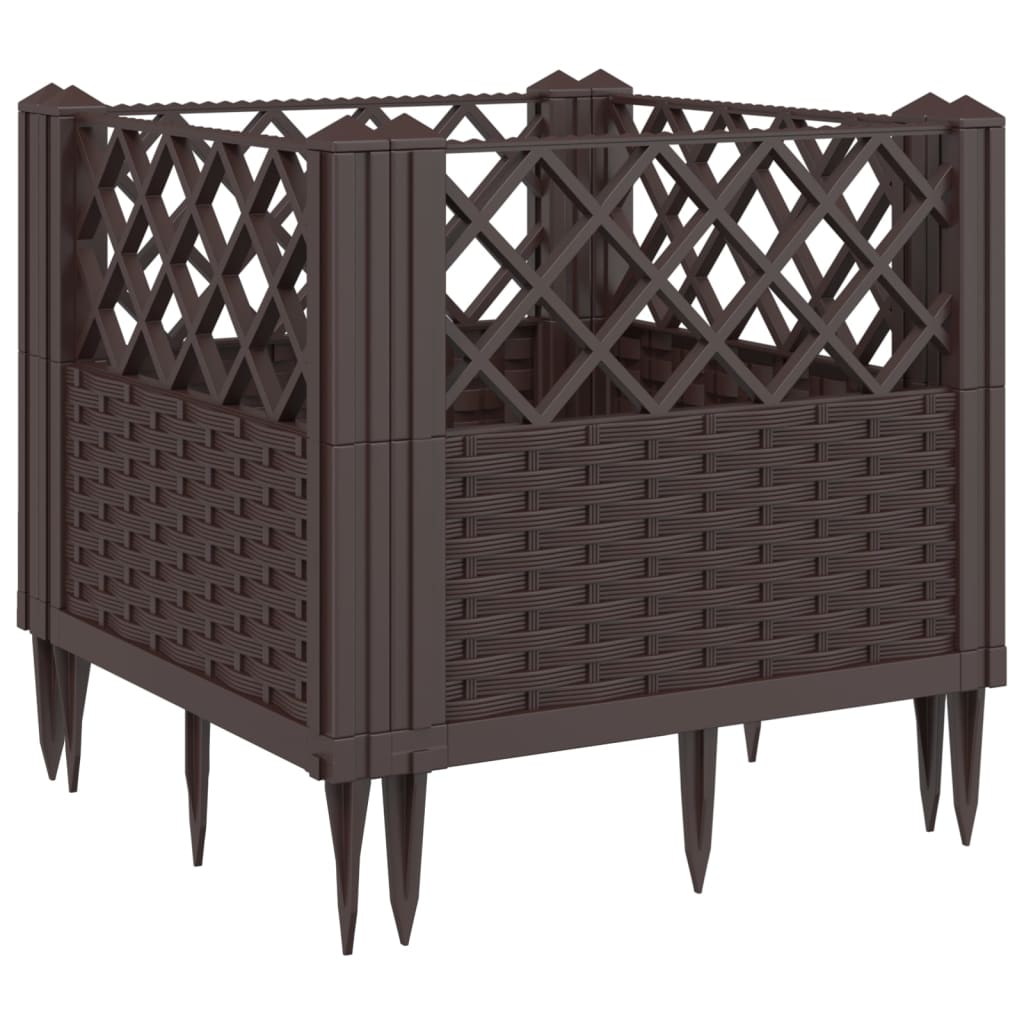 Vidaxx jardinière avec piquets 43,5x43,5x43,5 cm polypropylène marron