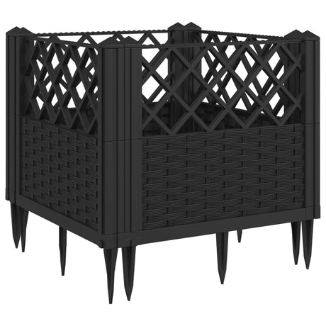 Vidaxx jardinière avec piquets 43,5x43,5x43,5 cm polypropylène noir