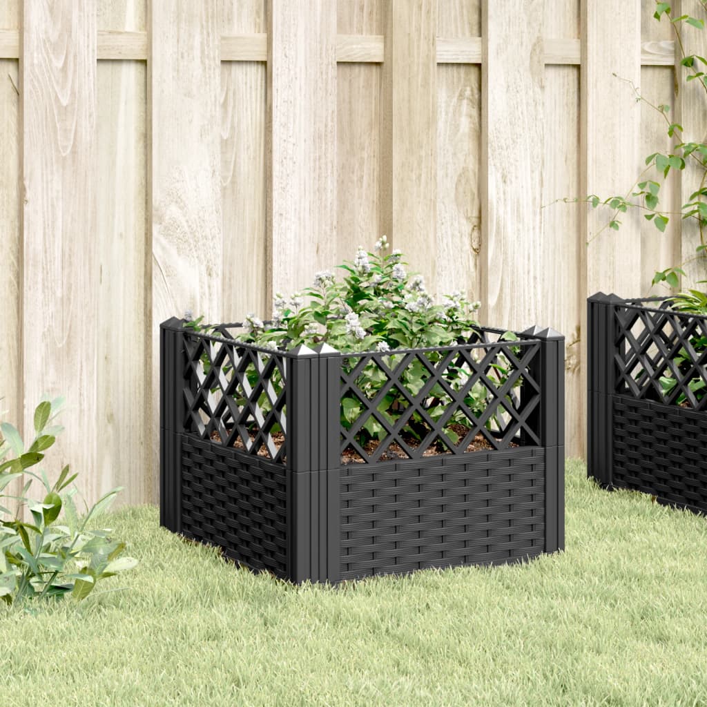 Vidaxx jardinière avec piquets 43,5x43,5x43,5 cm polypropylène noir