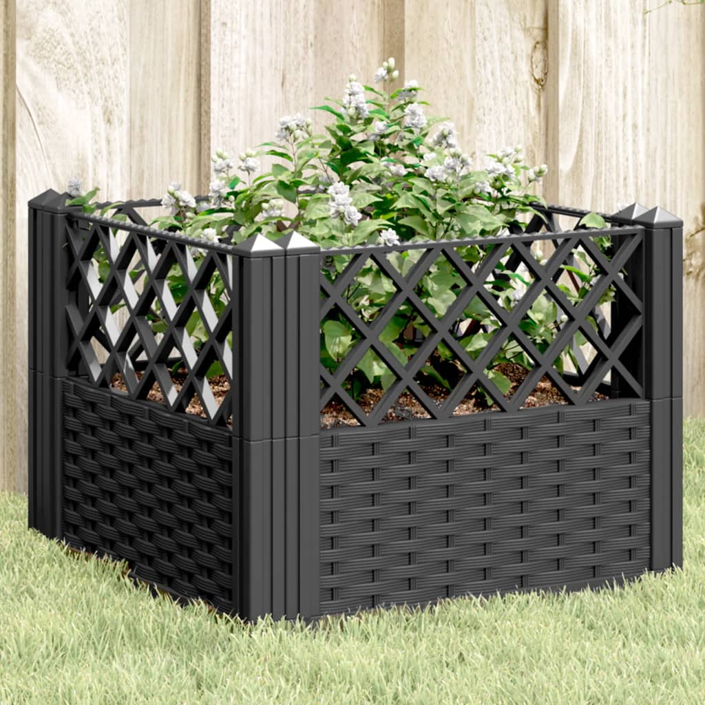 Vidaxx jardinière avec piquets 43,5x43,5x43,5 cm polypropylène noir