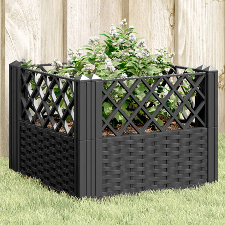 Vidaxx jardinière avec piquets 43,5x43,5x43,5 cm polypropylène noir
