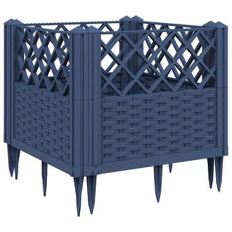 Vidaxx jardinière avec piquets 43,5x43,5x43,5 cm polypropylène bleu-gris