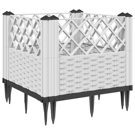 Vidaxx jardinière avec piquets 43,5x43,5x43,5 cm polypropylène blanc