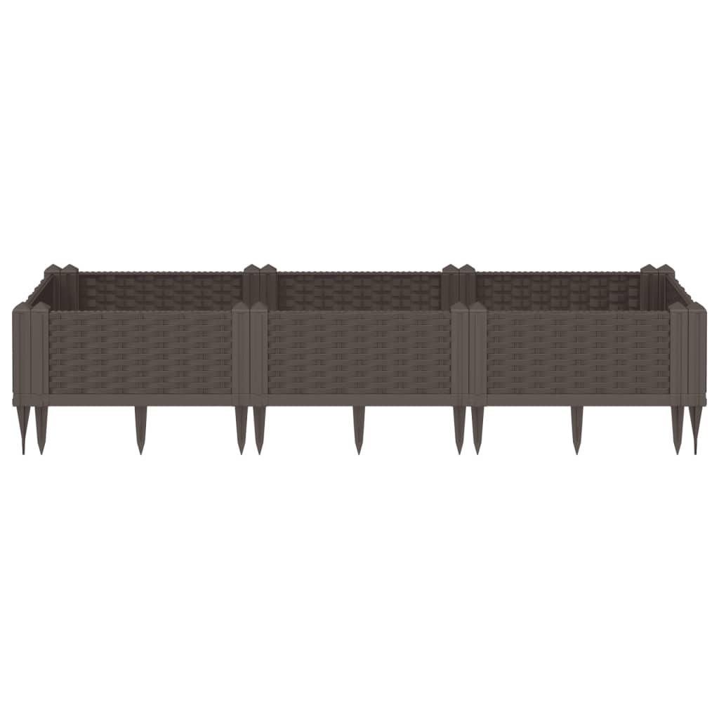 Vidaxx jardinière avec piquets 125x40x28,5 cm polypropylène marron
