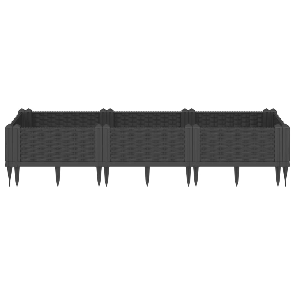 Vidaxx jardinière avec piquets 125x40x28,5 cm polypropylène noir