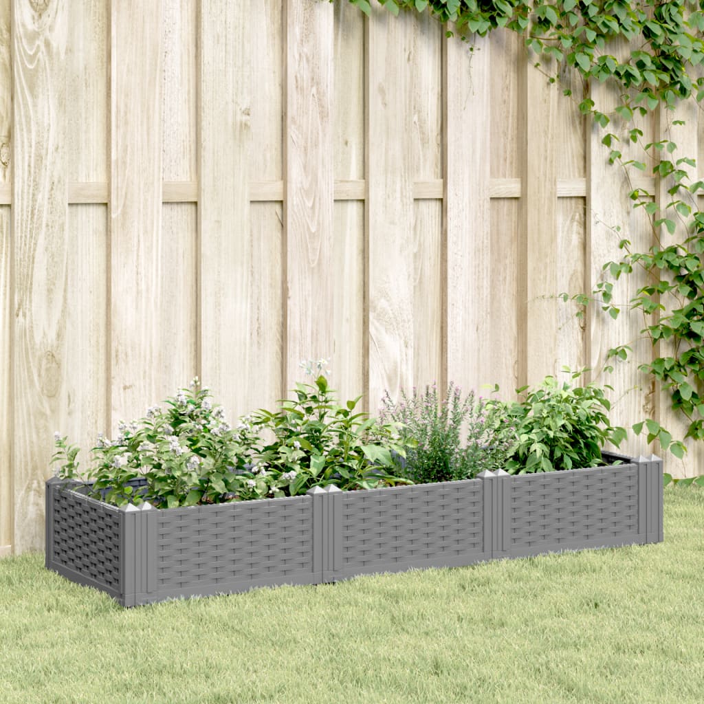 Vidaxx jardinière avec piquets 125x40x28,5 cm polypropylène gris clair
