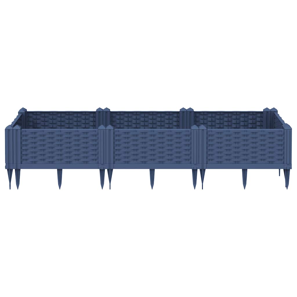 Vidaxx jardinière avec piquets 125x40x28,5 cm polypropylène bleu-gris