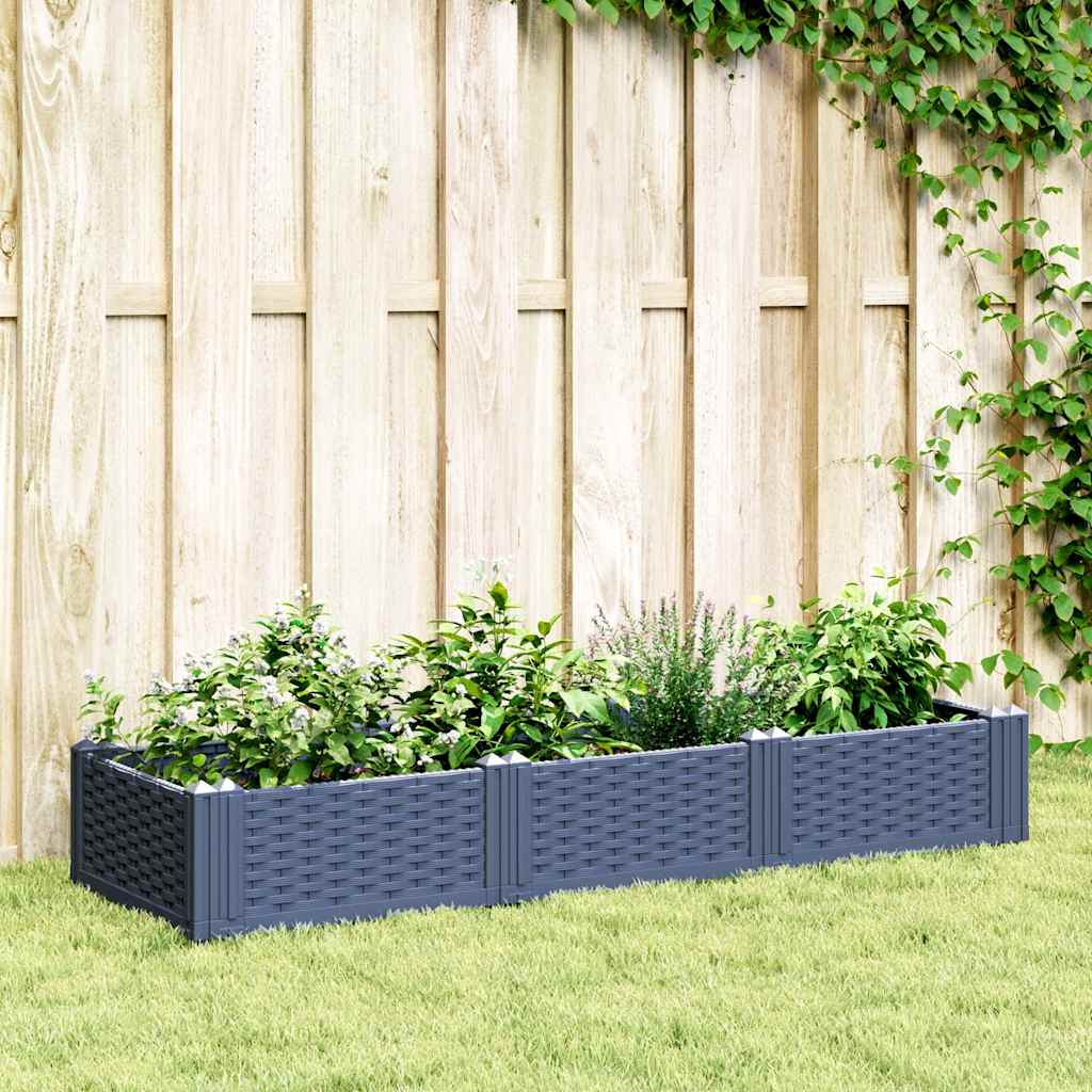Vidaxx jardinière avec piquets 125x40x28,5 cm polypropylène bleu-gris