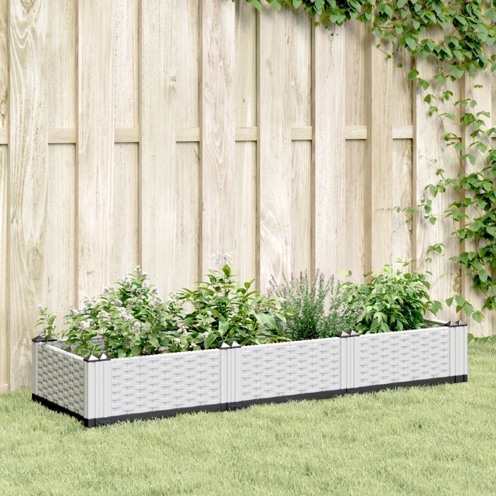 Vidaxx jardinière avec piquets 125x40x28,5 cm polypropylène blanc