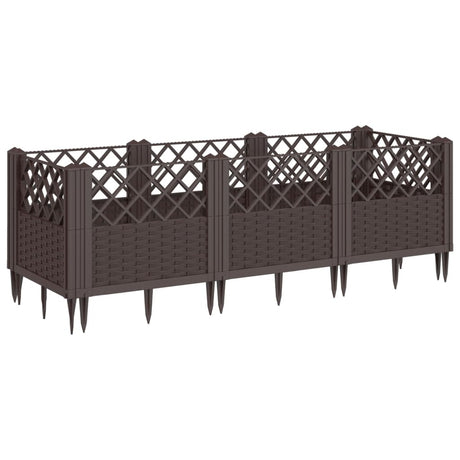 Vidaxx jardinière avec piquets 123,5x43,5x43,5 cm polypropylène marron