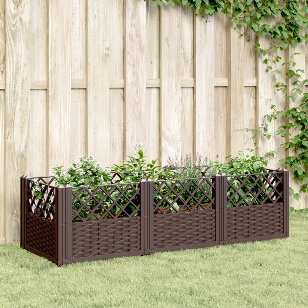 Vidaxx jardinière avec piquets 123,5x43,5x43,5 cm polypropylène marron