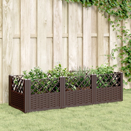 Vidaxx jardinière avec piquets 123,5x43,5x43,5 cm polypropylène marron
