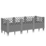 Vidaxxl jardinière avec piquets 123,5x43,5x43,5 cm polypropylène gris clair