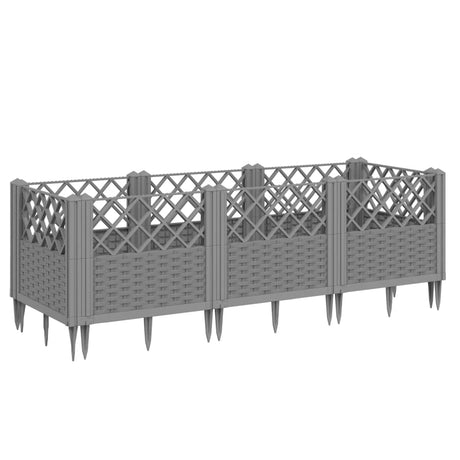 Vidaxxl jardinière avec piquets 123,5x43,5x43,5 cm polypropylène gris clair