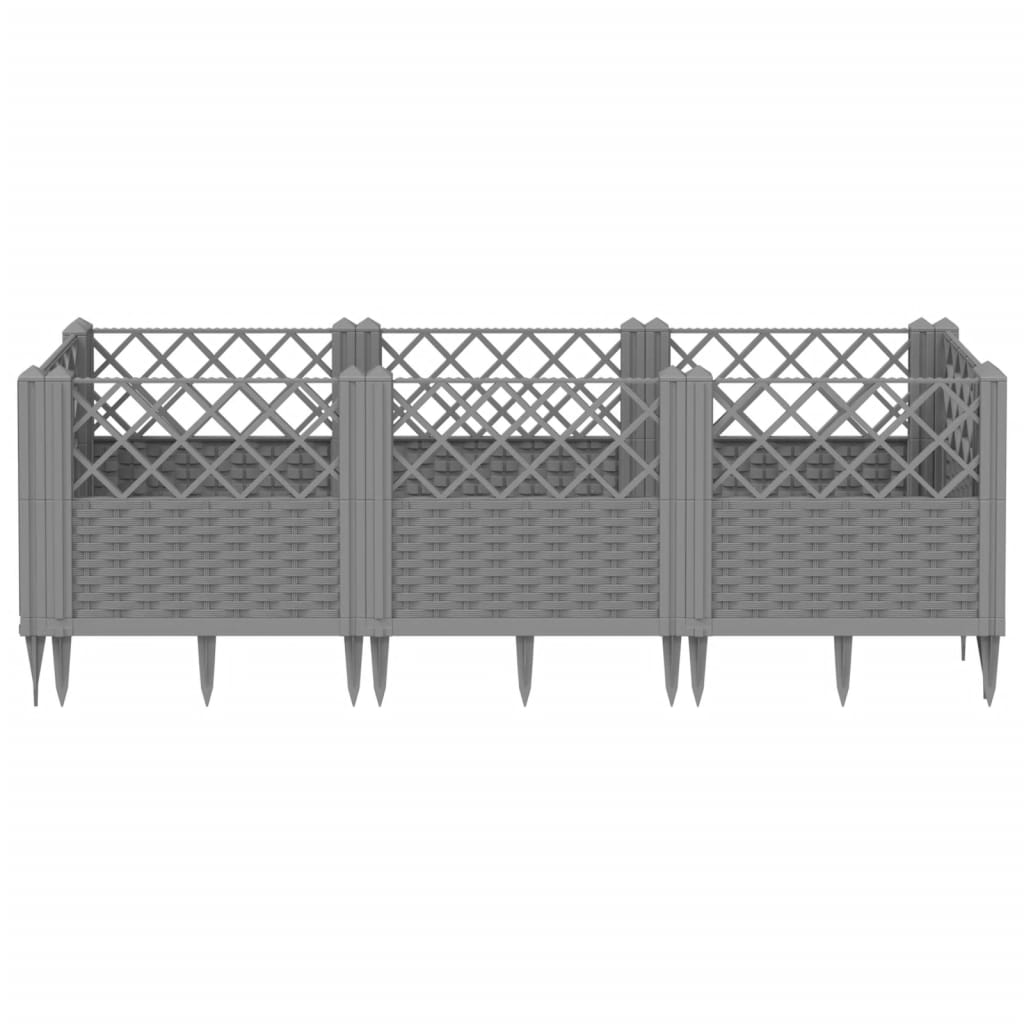 Vidaxxl jardinière avec piquets 123,5x43,5x43,5 cm polypropylène gris clair