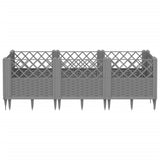 Vidaxxl jardinière avec piquets 123,5x43,5x43,5 cm polypropylène gris clair