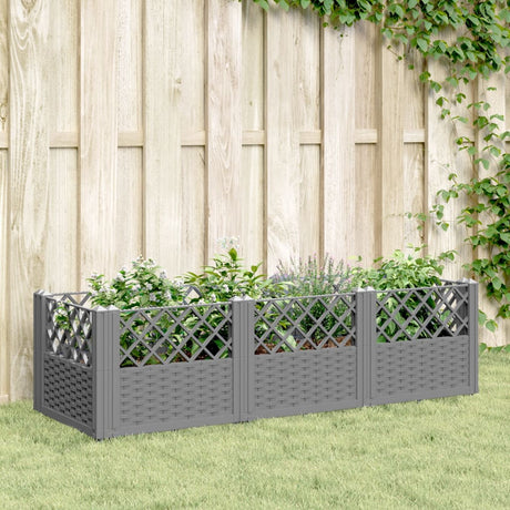 Vidaxxl jardinière avec piquets 123,5x43,5x43,5 cm polypropylène gris clair