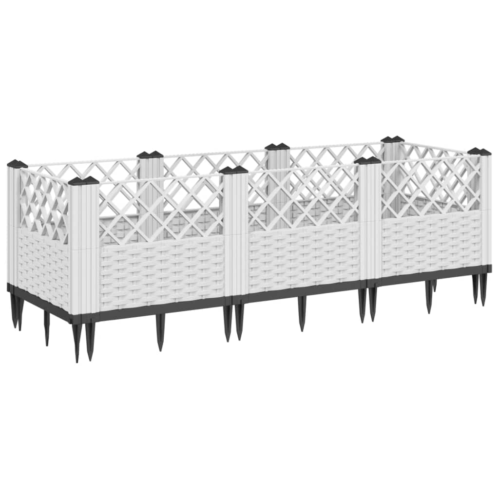 Vidaxx jardinière avec piquets 123,5x43,5x43,5 cm polypropylène blanc