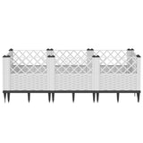 Vidaxx jardinière avec piquets 123,5x43,5x43,5 cm polypropylène blanc