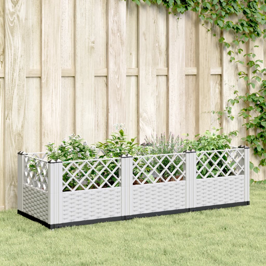 VidaXL Planter with pins 123.5x43.5x43.5 cm Polypropene white