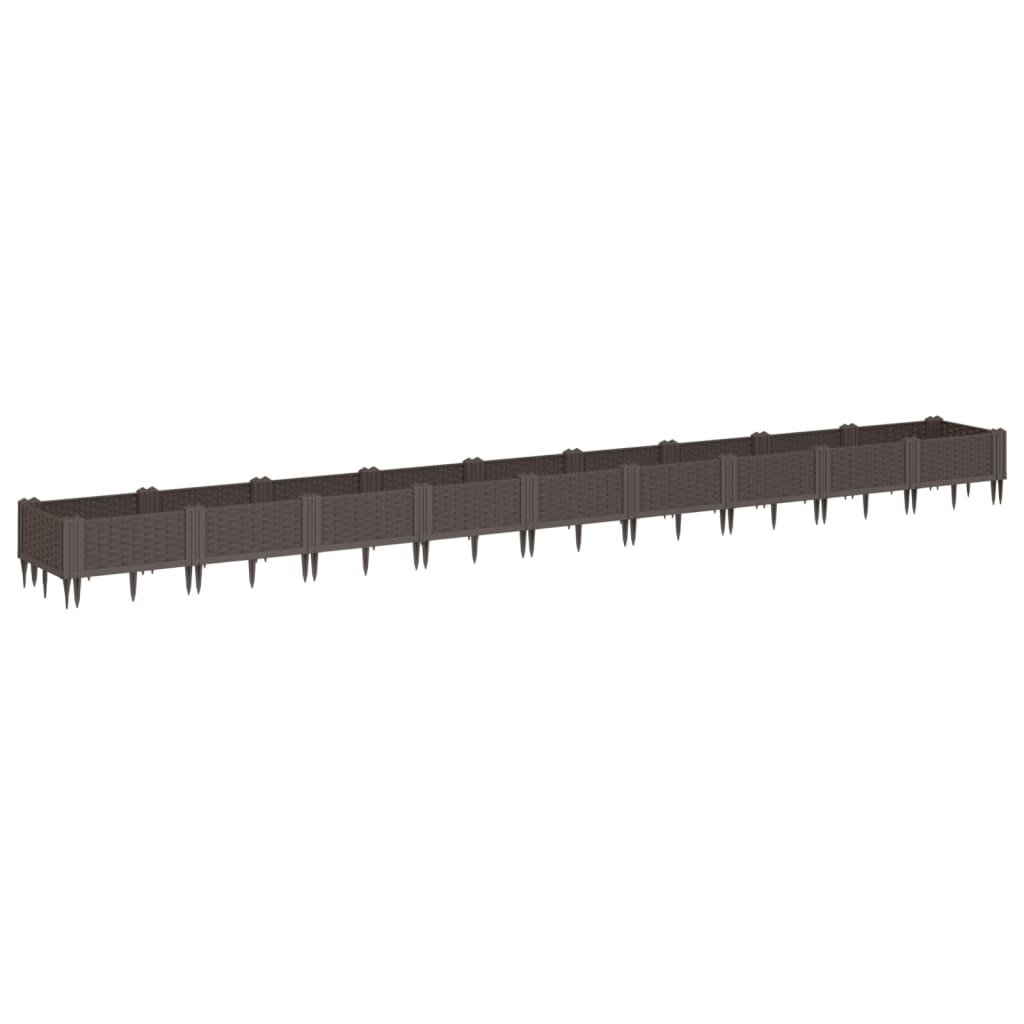 Vidaxx jardinière avec piquets 362,5x42,5x28,5 cm polypropylène marron