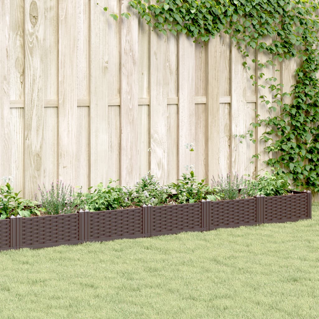 Vidaxx jardinière avec piquets 362,5x42,5x28,5 cm polypropylène marron