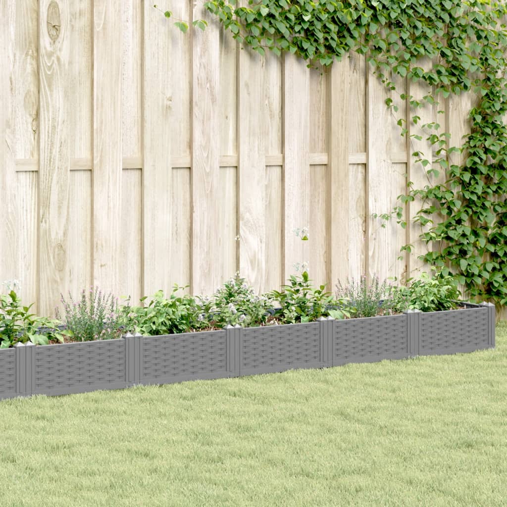 Vidaxx jardinière avec piquets 362,5x42,5x28,5 cm polypropylène gris clair