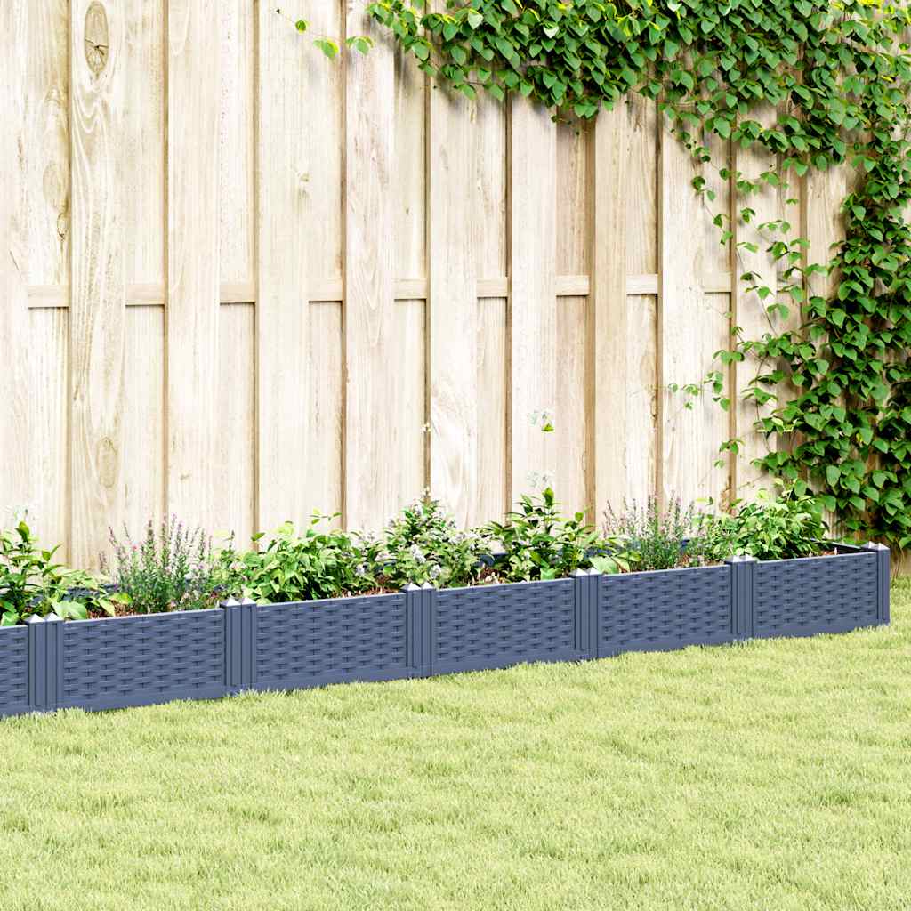 Vidaxx jardinière avec piquets 362,5x42,5x28,5 cm polypropylène gris