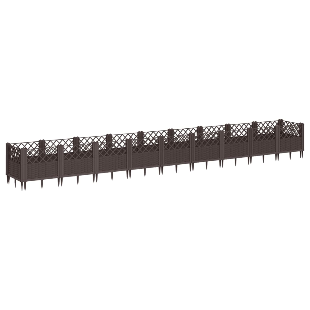 Vidaxx jardinière avec piquets 363,5x43,5x43,5 cm polypropylène marron