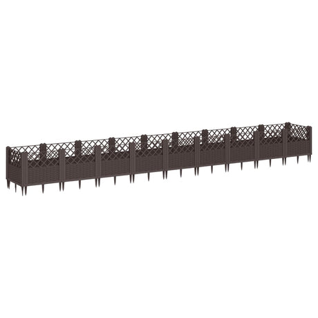 Vidaxx jardinière avec piquets 363,5x43,5x43,5 cm polypropylène marron