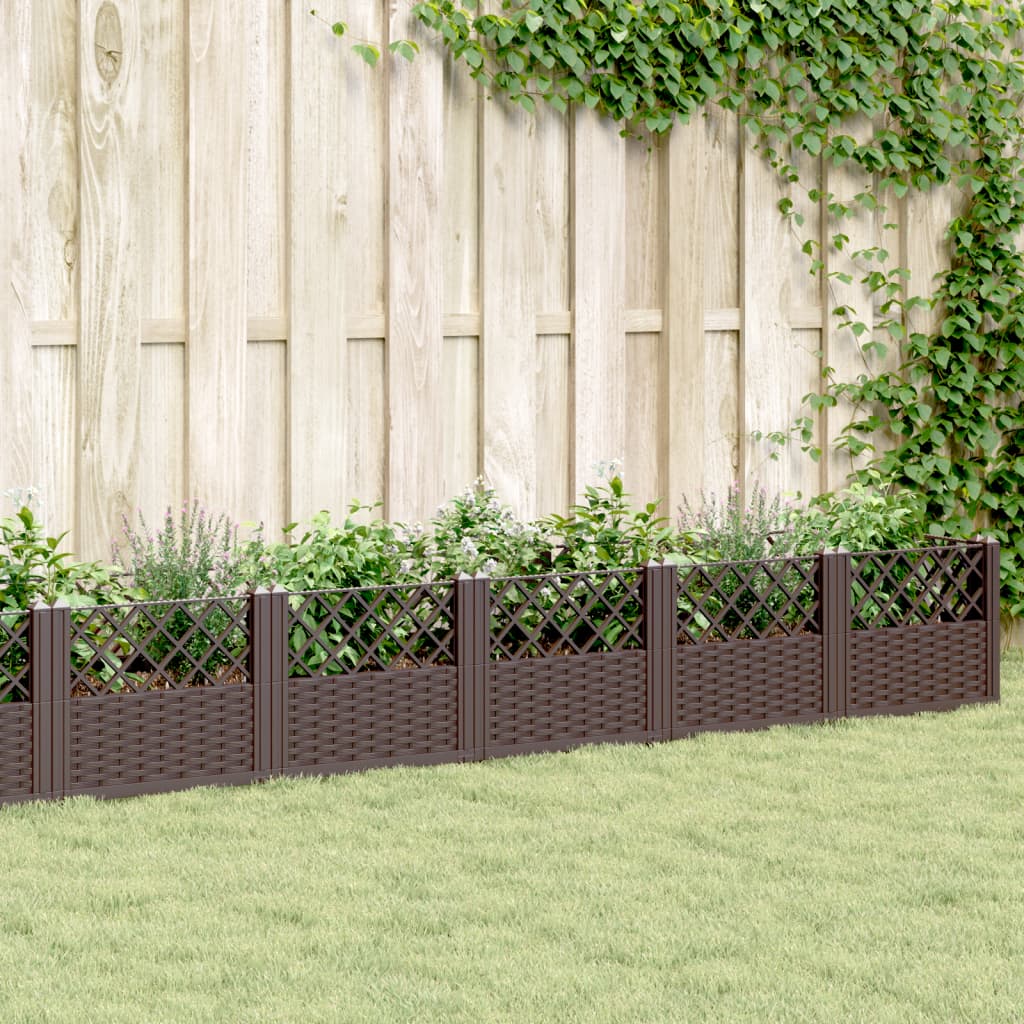 Vidaxx jardinière avec piquets 363,5x43,5x43,5 cm polypropylène marron