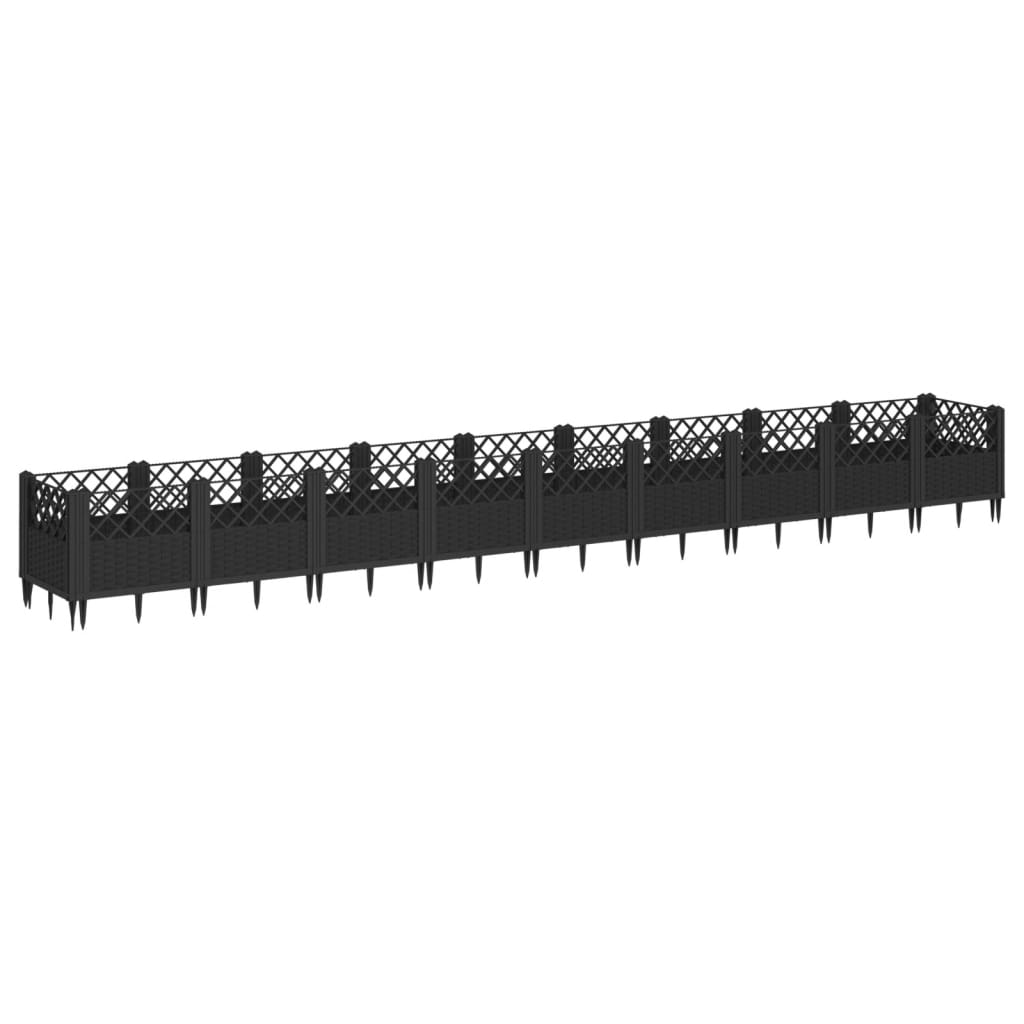 Vidaxx jardinière avec piquets 363,5x43,5x43,5 cm polypropylène noir