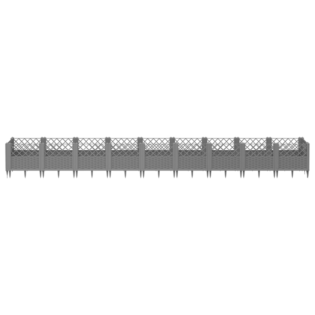 Vidaxl plantenbak met pinnen 363,5x43,5x43,5 cm polypropeen lichtgrijs