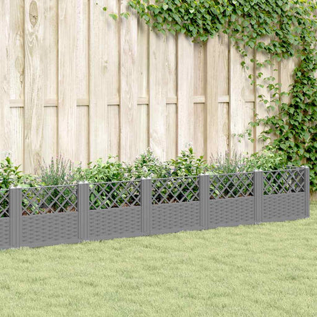 Vidaxx jardinière avec piquets 363,5x43,5x43,5 cm polypropylène gris clair