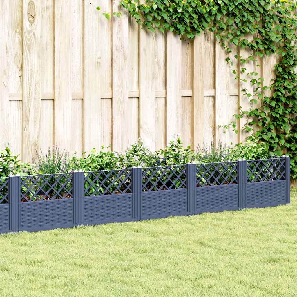 Vidaxx jardinière avec piquets 363,5x43,5x43,5 cm polypropylène gris