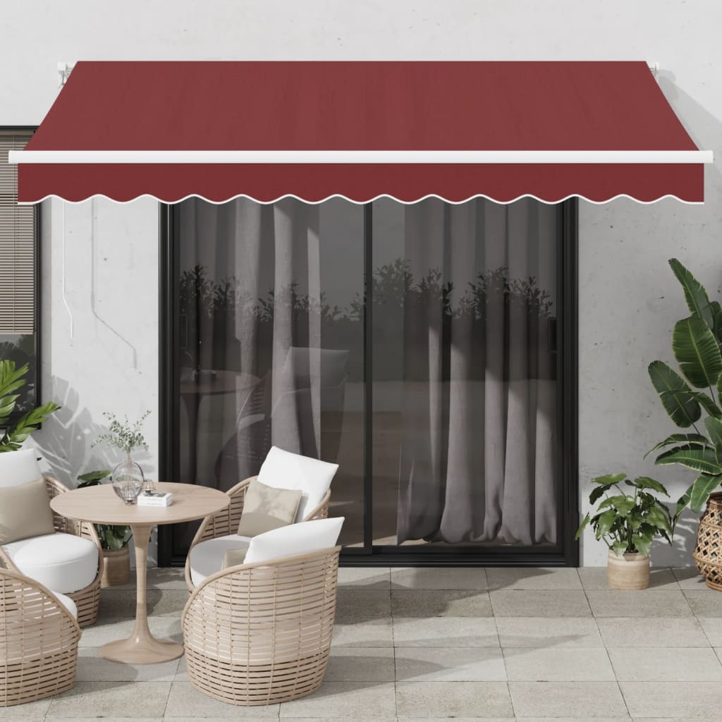 Vidaxl Luifel estendibile automaticamente con LED 350x250 cm Bordeaux rosso